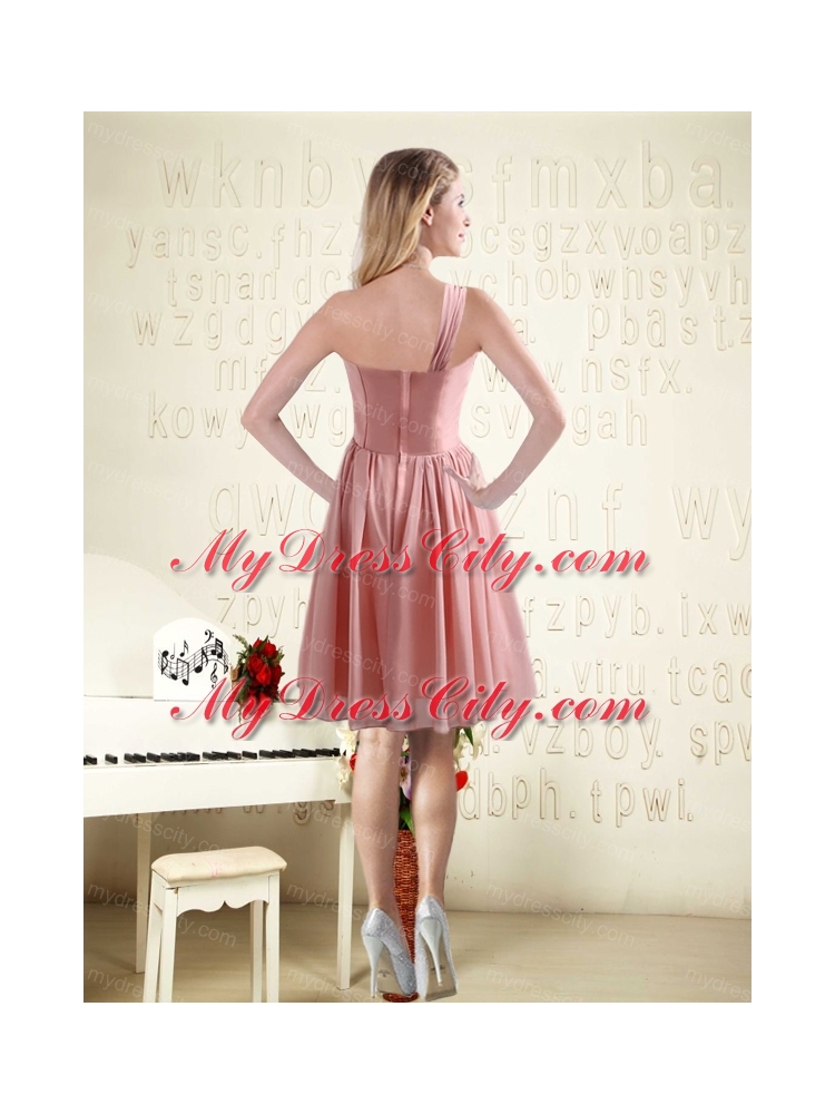 2015 One Shoulder Ruching Empire Chiffon  Luxurious Bridesmaid Dresses