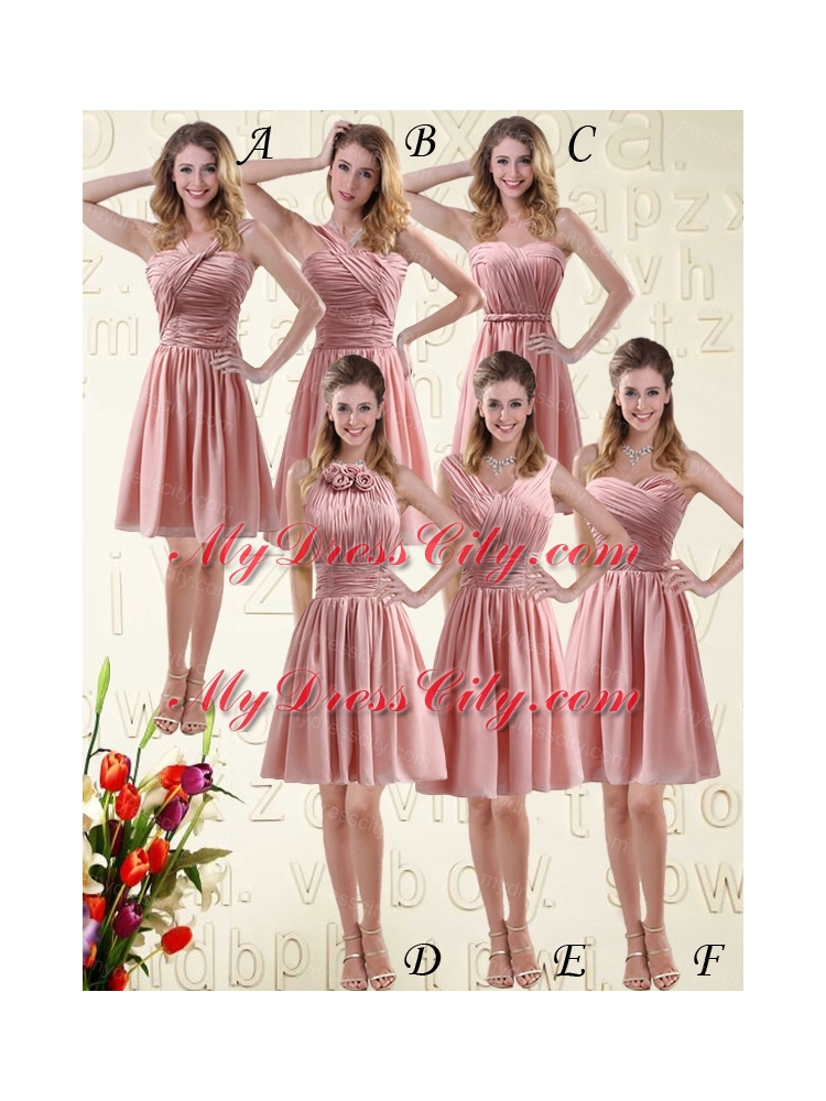 2015 One Shoulder Ruching Empire Chiffon  Luxurious Bridesmaid Dresses