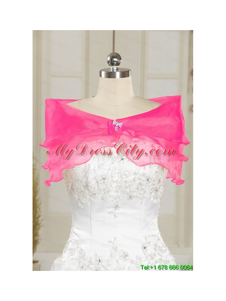 2015 Sweetheart Rose Pink Quinceanera Dresses with Sequins and Appliques