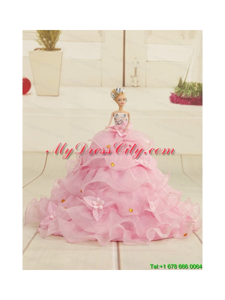 Exquisite Appliques White Brush Train Quinceanera Dresses with Appliques and Pick Ups