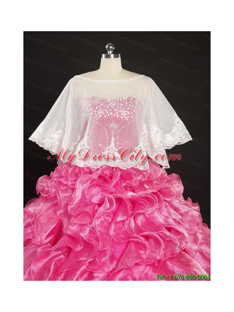 Hot Pink Sweetheart Beading Quinceanera Dresses with Brush Train