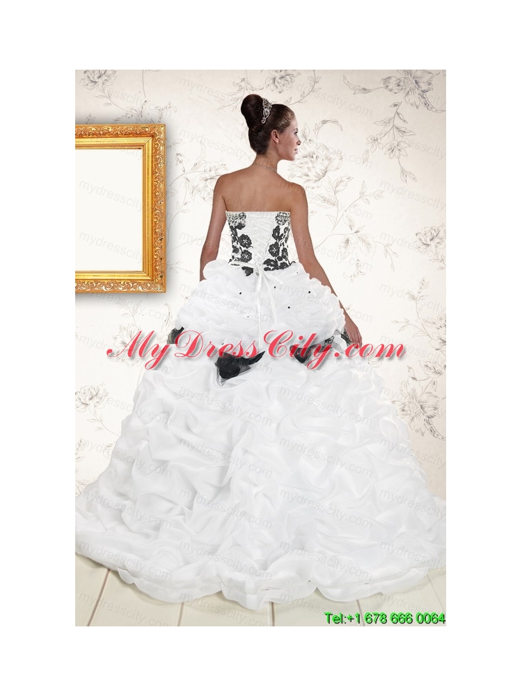 Hot White Sweet 15 Dresses with Pick Ups and Hand Made Flowers