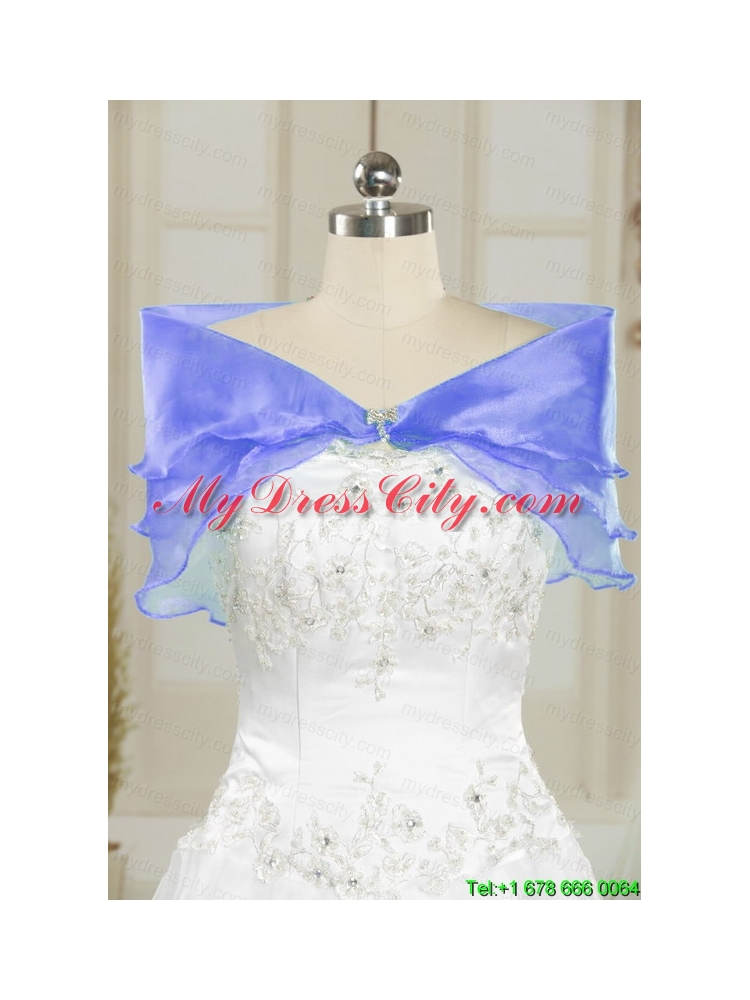 Modern Royal Blue Appliques and Pick Ups Quinceanera Dresses with Brush Train