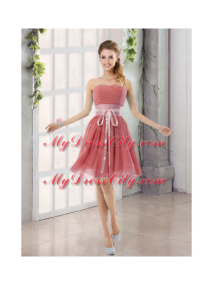 Perfect Belt Ruching Sweetheart A Line Bridesmaid Dress for 2015
