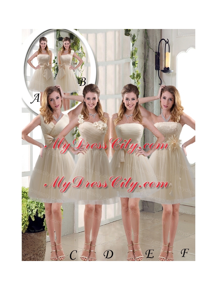 Simple Ruching Strapless Princess Bridesmaid Dress with Bowknot