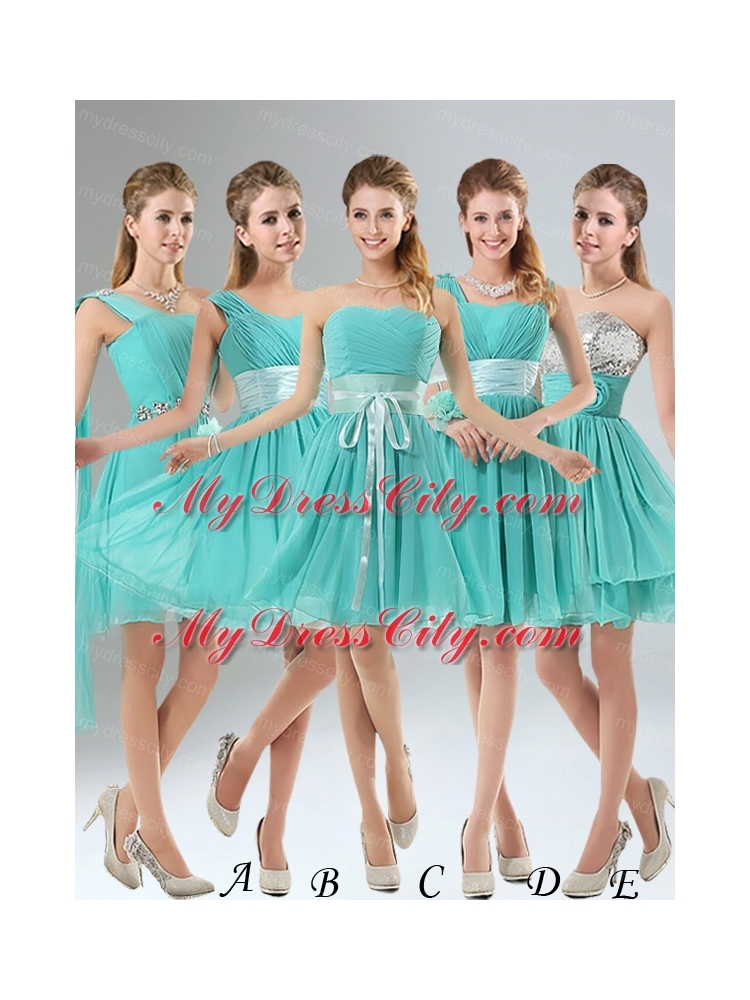 Straps Ruching Sweetheart A Line 2015 Elegant Bridesmaid Dress