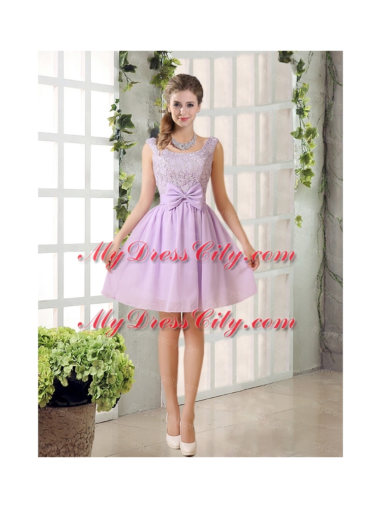 2015 Most Beautiful Chiffon A Line Bridesmaid Dress with Bowknot
