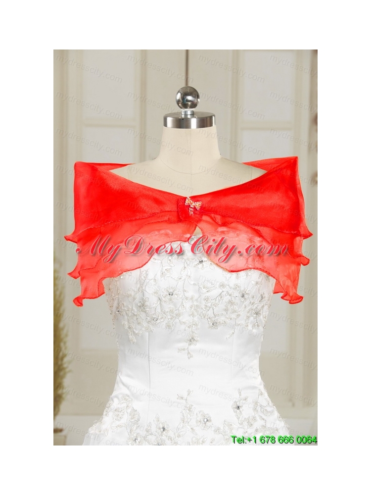 Red Appliques Strapless Quinceanera Dresses for 2015