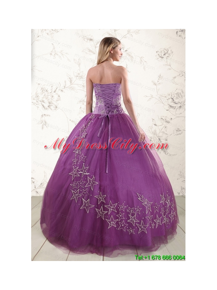 2015 Beautiful Sweetheart Purple Quinceanera Dresses with Embroidery
