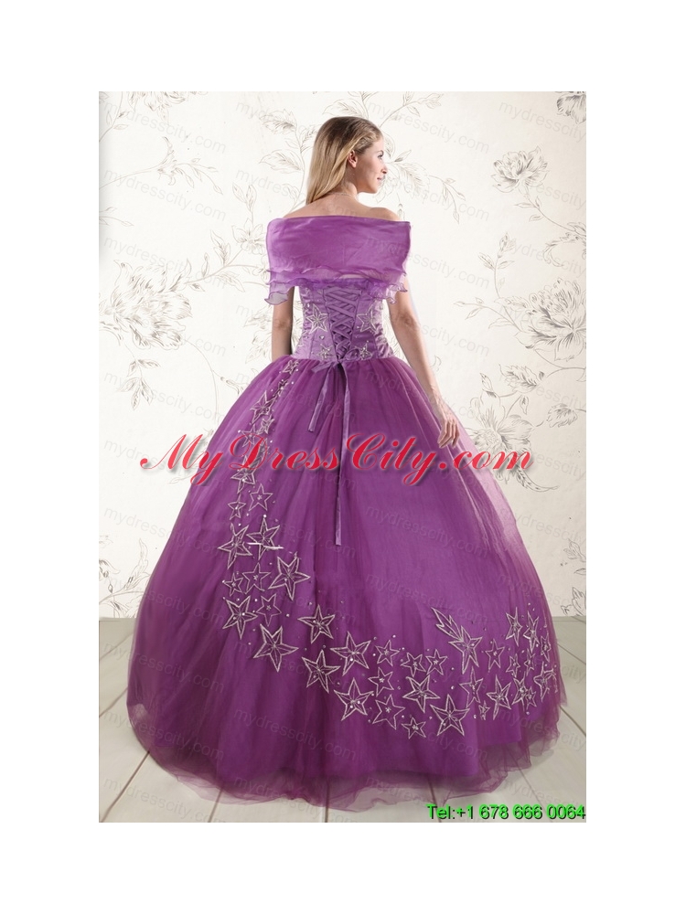 2015 Beautiful Sweetheart Purple Quinceanera Dresses with Embroidery