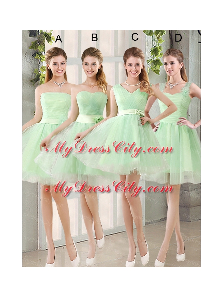 2015 Natural Organza A Line Belt Bridesmaid Dress