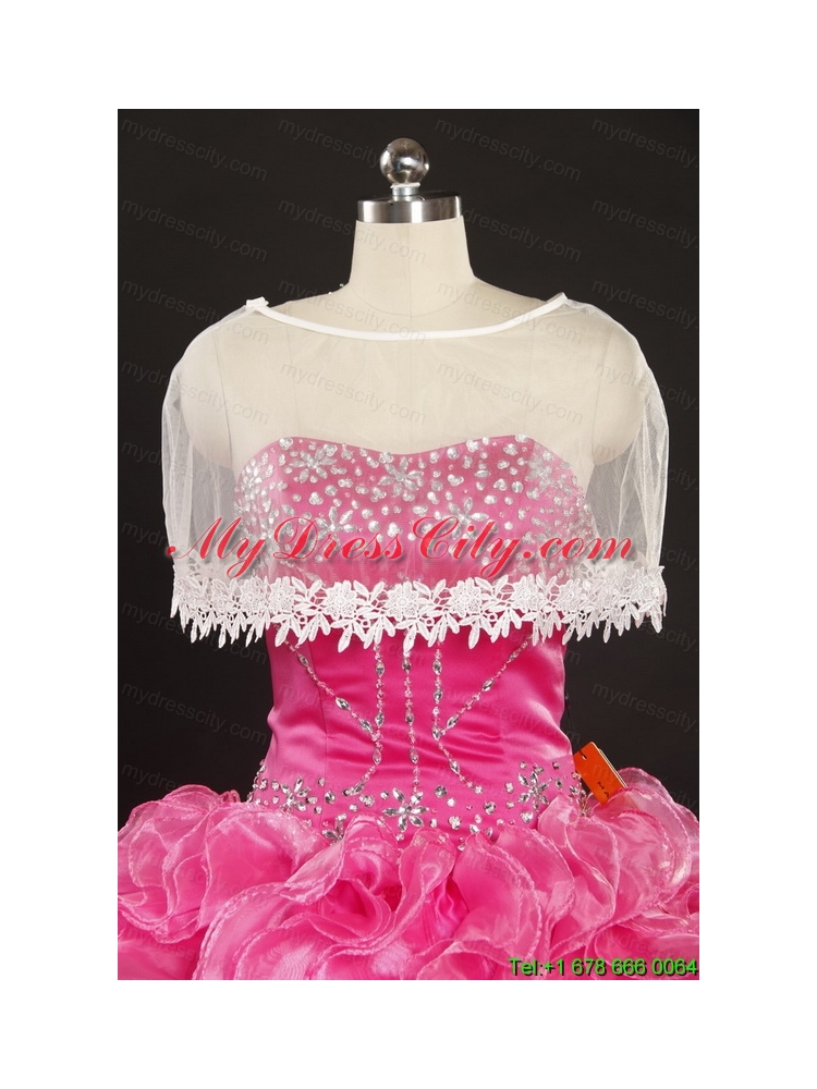 2015 Pretty Sweetheart Organza Appliques Sweet 16 Dresses