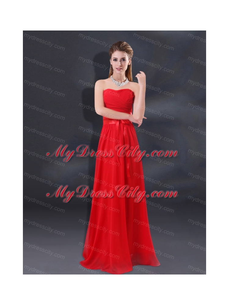 2015 Ruching Empire Bridesmaid Dresses with Belt