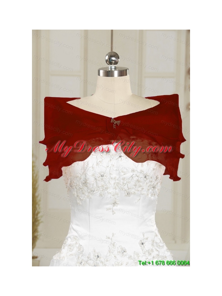 Appliques 2015 Wine Red Quinceanera Dresses with Lace Up