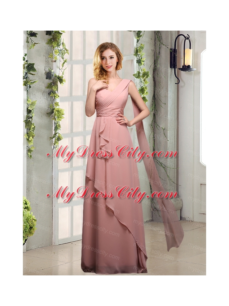 One Shoulder Empire 2015 Bridesmaid Dresses with Ruching