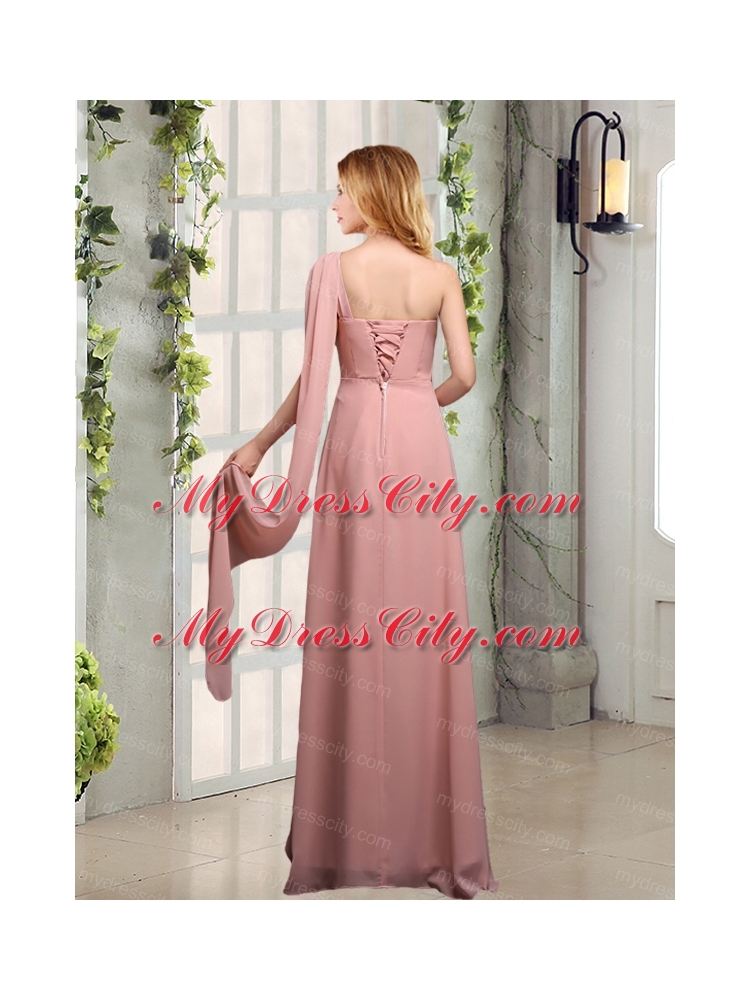 One Shoulder Empire 2015 Bridesmaid Dresses with Ruching