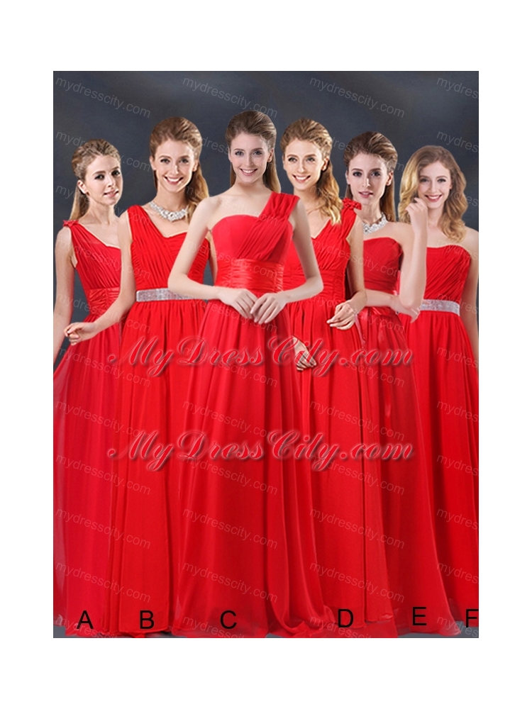 One Shoulder Ruching Empire Bridesmaid Dresses for 2015