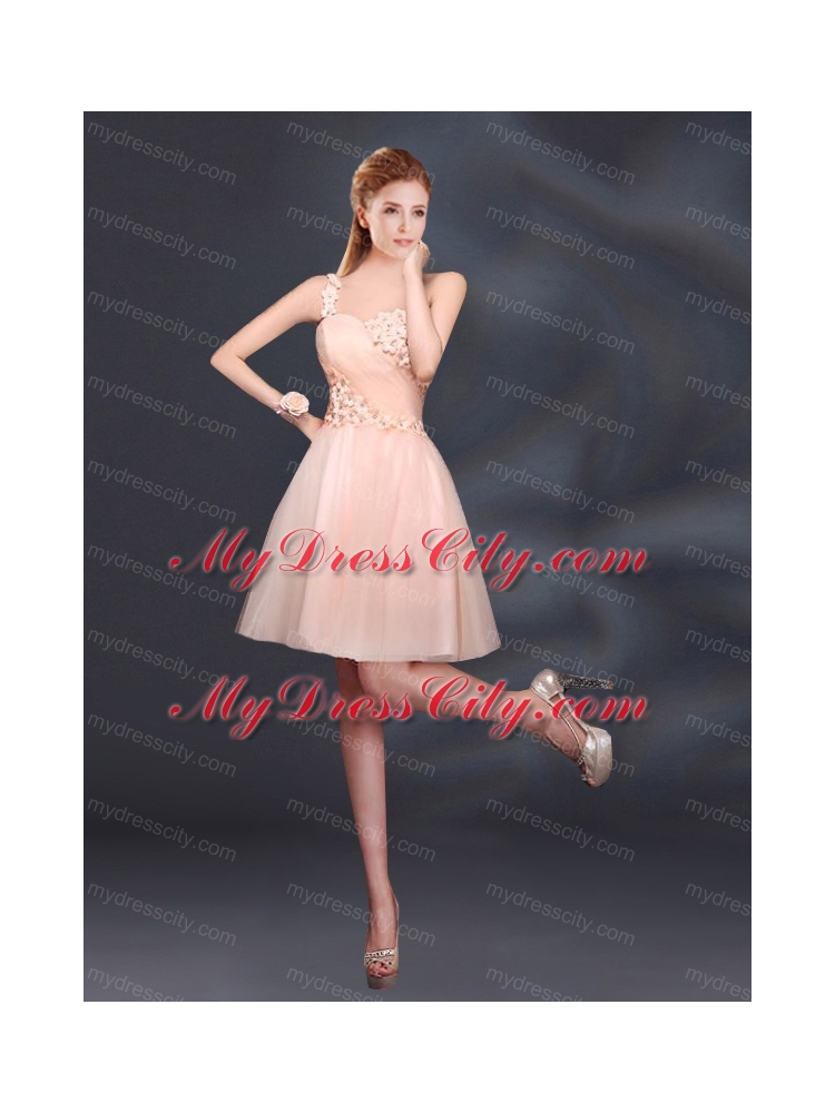 Sweet One Shoulder A Line Appliques 2015 Bridesmaid Dress