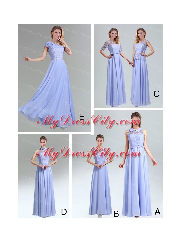 Lavender Scoop Belt and Lace  Empire 2015 Bridesmaid Dress