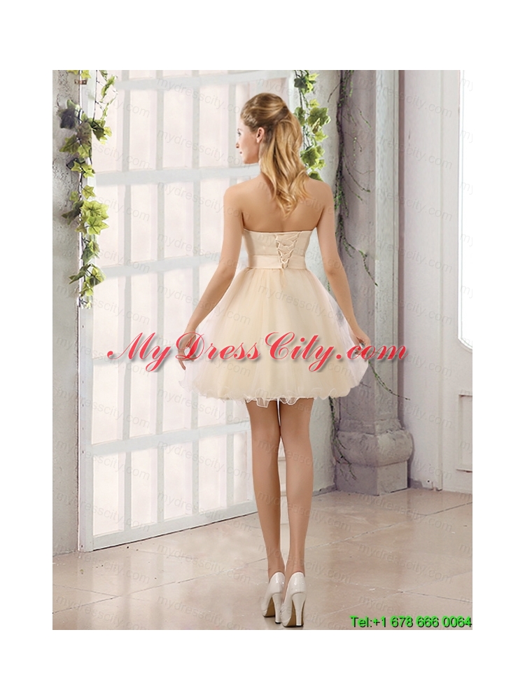 2015 A Line Belt Mini Length Mothr of The Bride Dress with   Strapless
