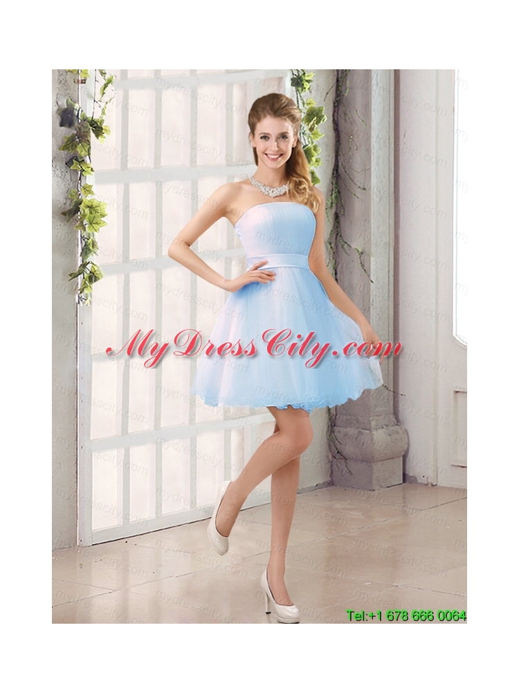 2015 A Line Belt Mini Length Mothr of The Bride Dress with   Strapless