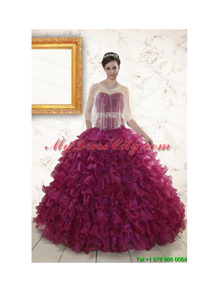 2015 Sweetheart Quinceanera Gown with Beading and Ruffles