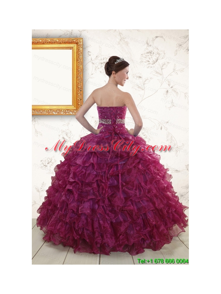 2015 Sweetheart Quinceanera Gown with Beading and Ruffles