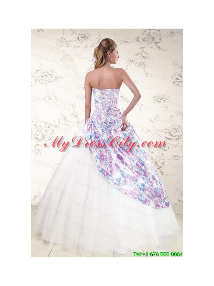 2015 Unique Puffy Multi-color Quinceanera Dresses with Beading