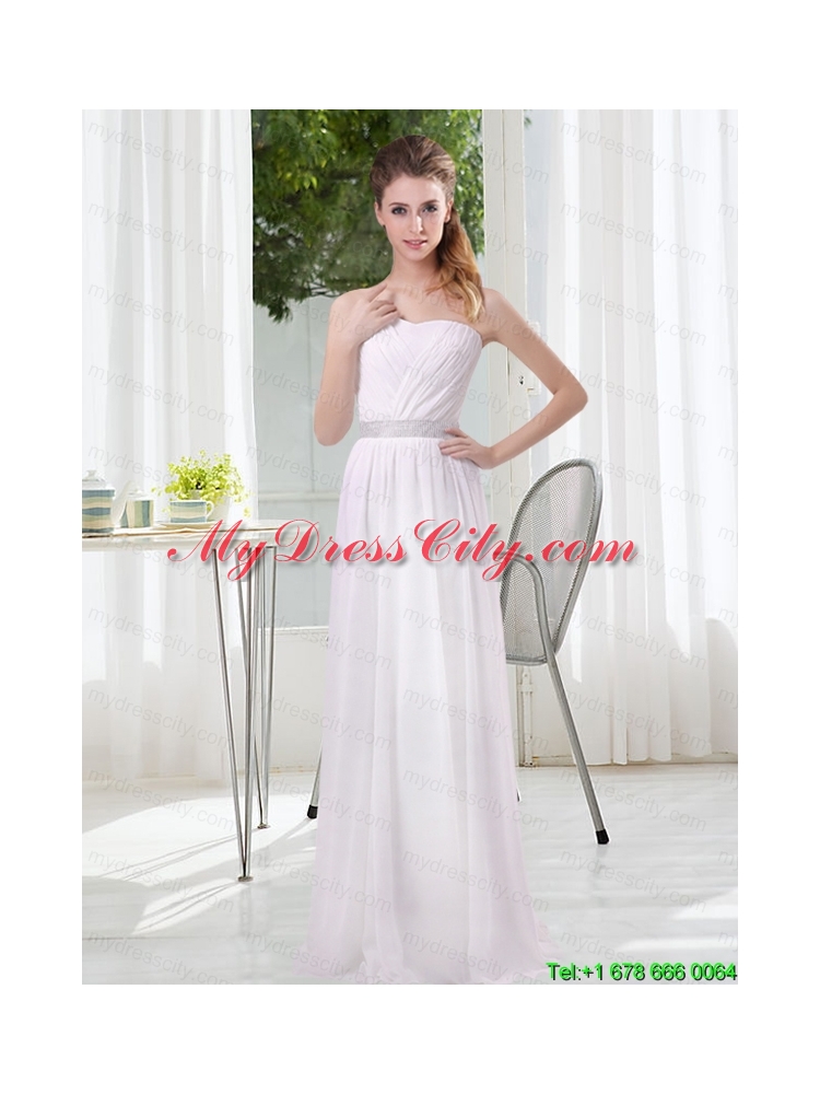 White Ruching Empire Mothr of The Bride Dresses for 2015