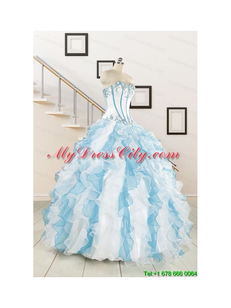 2015 Pretty Appliques and Ruffles Quinceanera Dresses in Multi-color