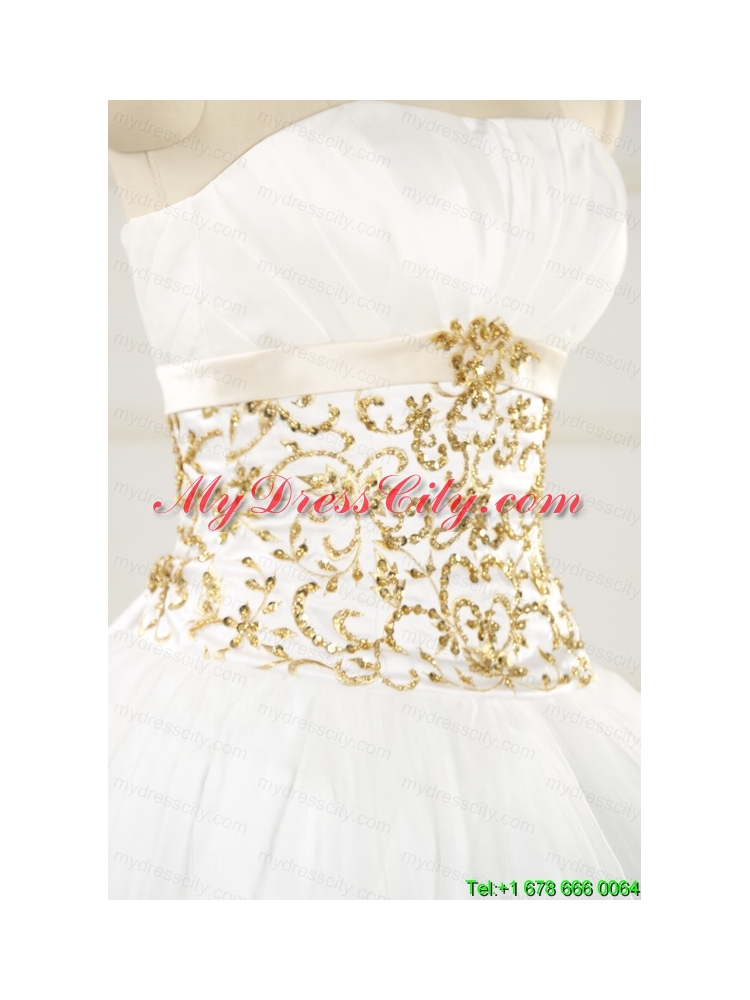 2015 Spring Sweet Beading White Quinceanera Dresses