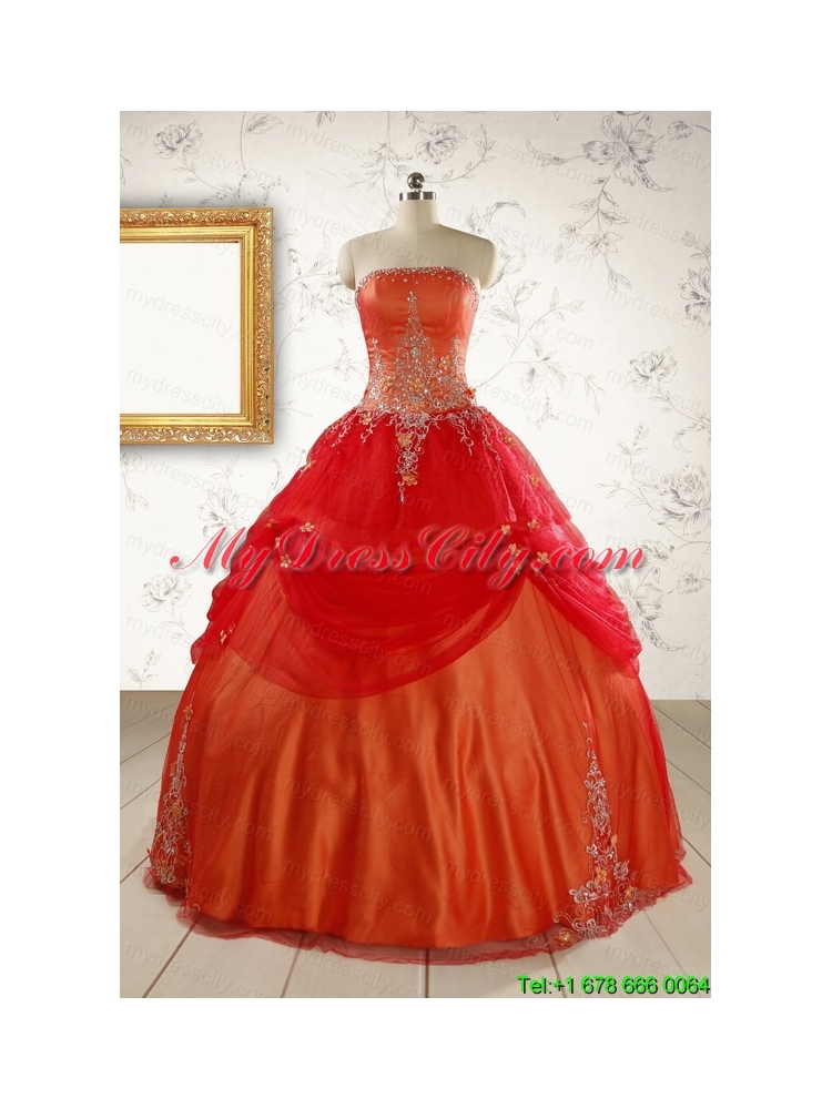 Beautiful Strapless Sweet 16 Dresses with Appliques