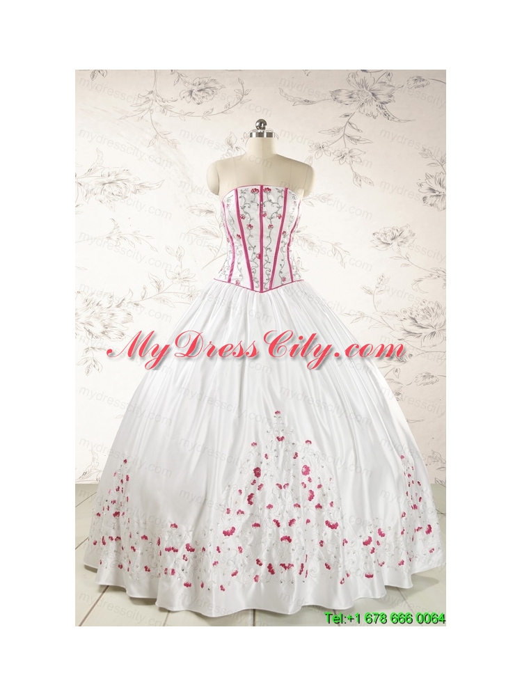 2015 Cheap Strapless Quinceanera Dresses with Appliques