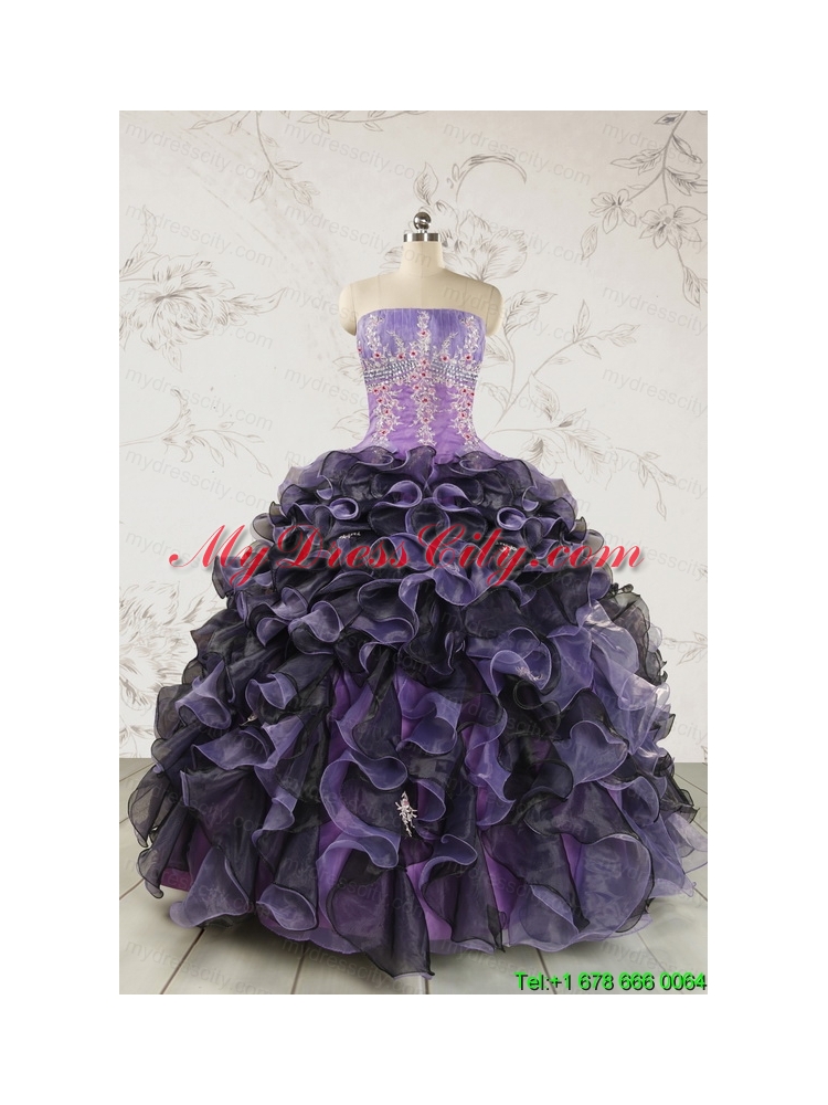 Unique Multi-color Quinceanera Dresses with Beading and Ruffles
