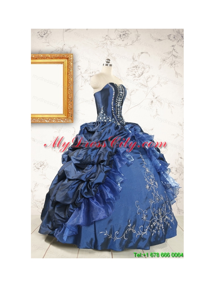 Classical Sweetheart Navy Blue Quinceanera Dresses with Beading