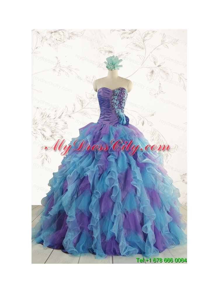 2015 New Style Multi Color Quinceanera Dresses with Beading