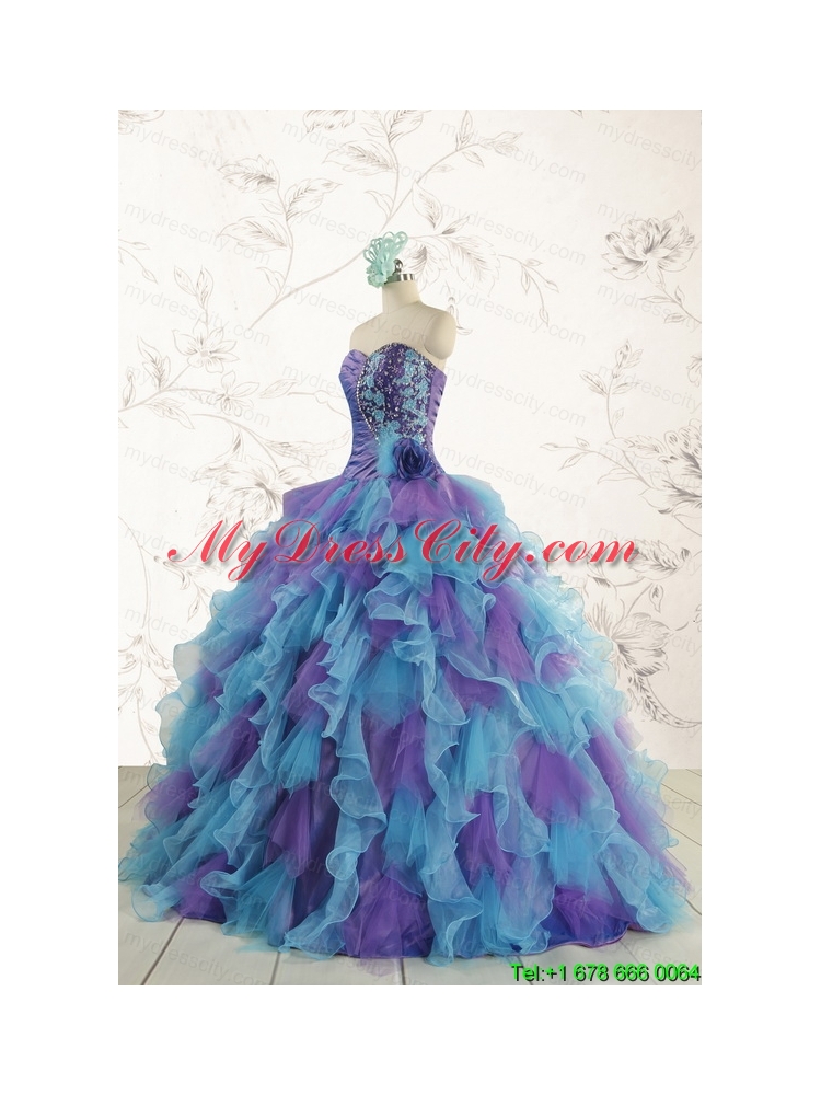 2015 New Style Multi Color Quinceanera Dresses with Beading