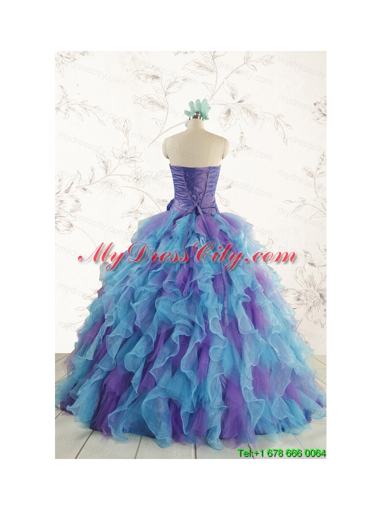 2015 New Style Multi Color Quinceanera Dresses with Beading