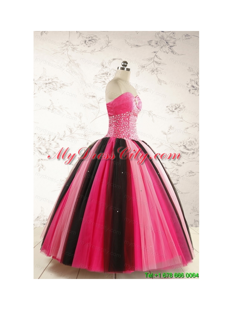 Unique Multi Color 2015 Quinceanera Dresses with Beading