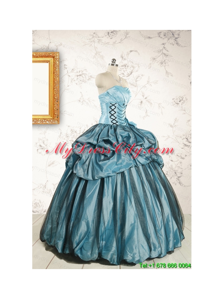 2015 Cheap Strapless Quinceanera Dresses in Teal