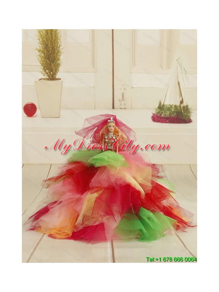 2015 New Arrival Appliques and Ruffles Multi Color Flower Girl Dress