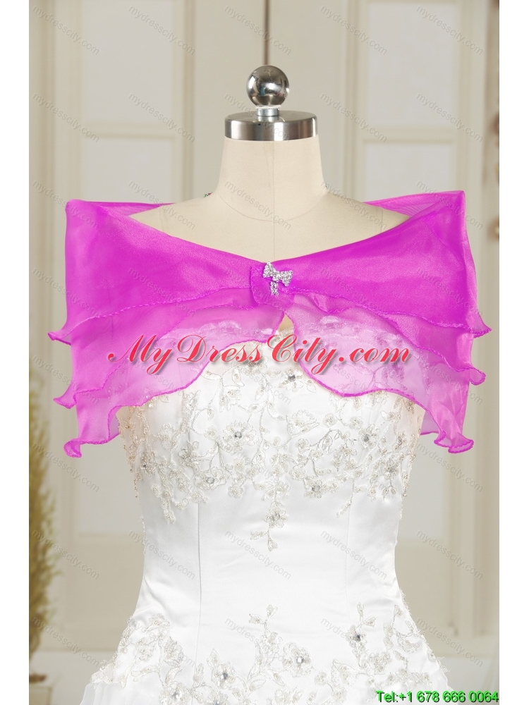 Detachable and Best Quinceanera Dresses with Beading and Ruffles in Fuchsia for 2015 Spring