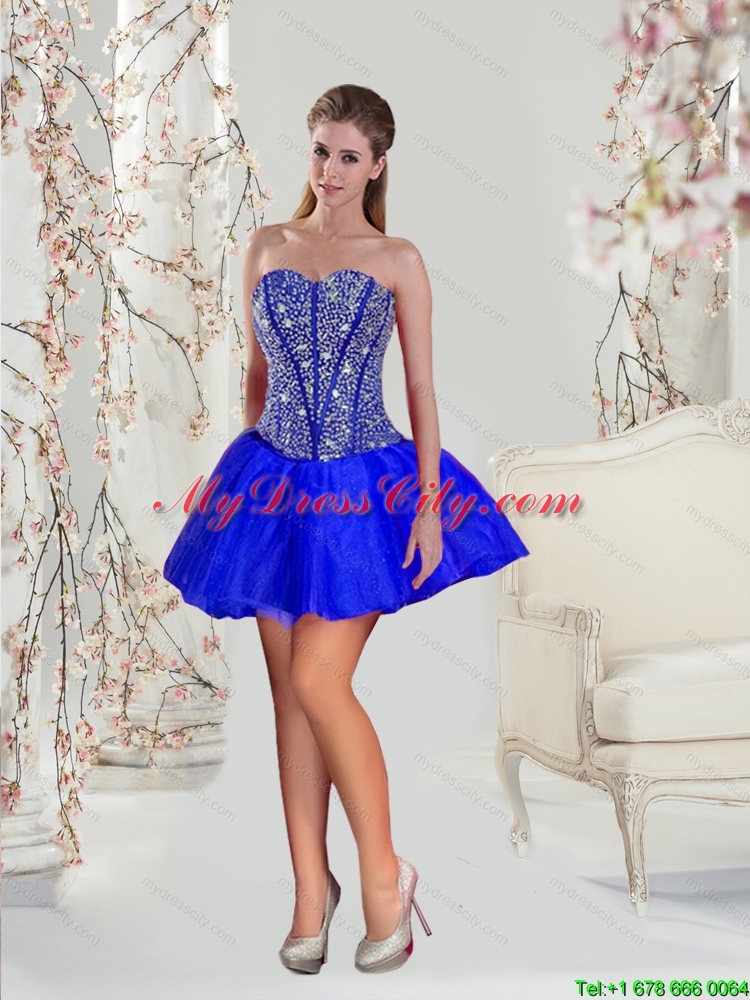 Detachable and Designer Beading and Ruffles Sweet 16 Dresses in Royal Blue for 2015