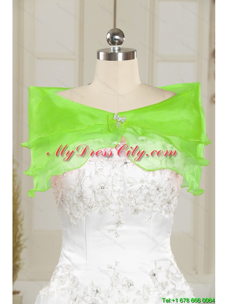 2015 Detachable and Unique Beading and Ruffles Spring Green Sweet 15 Dresses