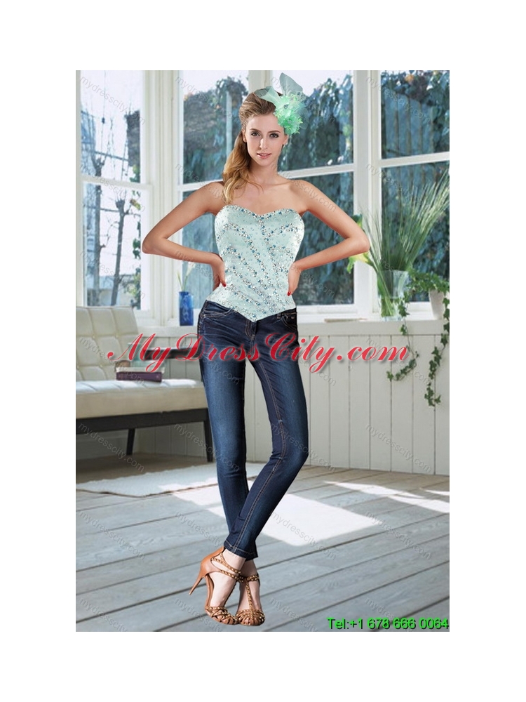 Beautiful Apple Green Sweetheart Corset with Beading