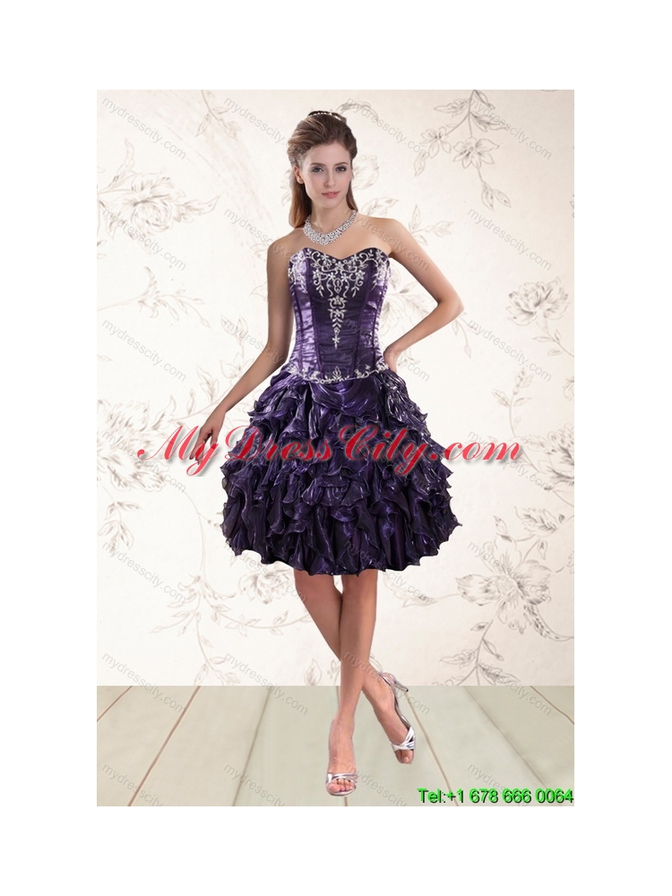 Pretty Sweetheart Ruffles and Embroidery Prom Dresses  for 2015