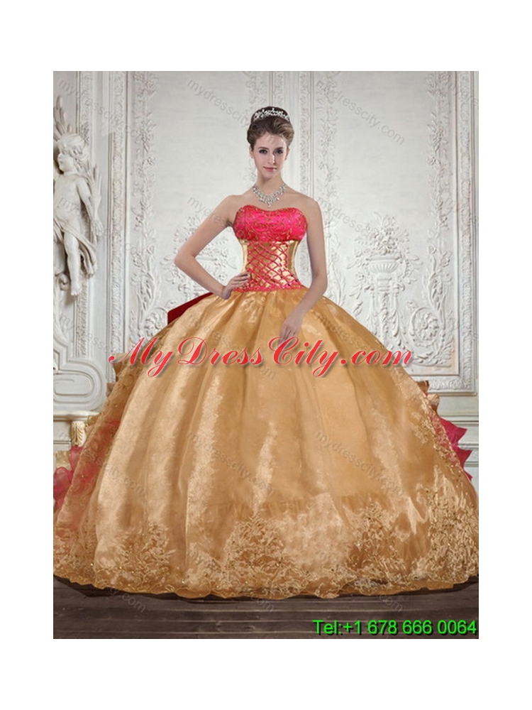 2015 Strapless Multi Color Quinceanera Dress with Beading and Embroidery