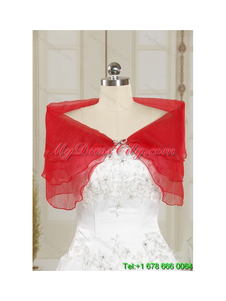 2015 New Style Strapless Appliques and Ruffles Classic Quinceanera Dresses in Watermelon