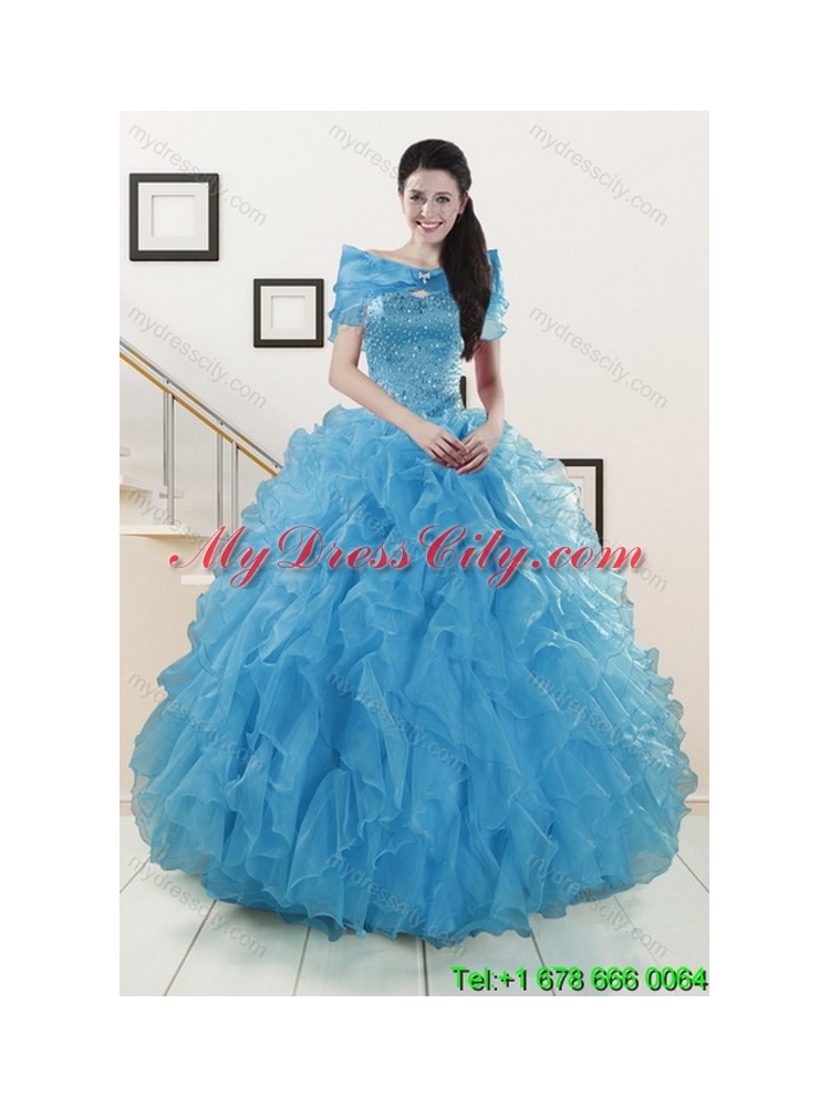 2015 New Style Strapless Sweet 15 Classic Quinceanera Dresses with Beading and Ruffles