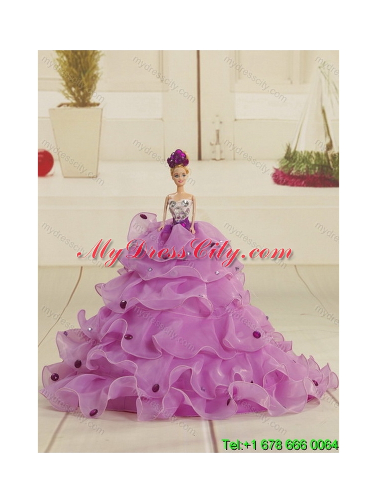 2015 Pretty Baby Pink Beading and Ruffles Classic Quinceanera Dresses